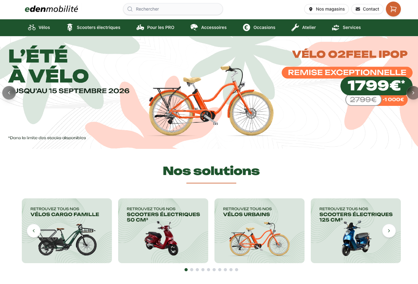 edenmobilité : un site clair pour une offre de mobilité douce complète